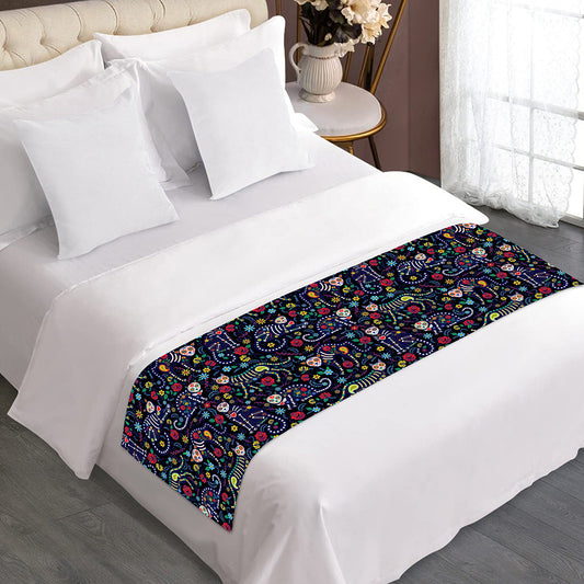 Day Of The Dead Calavera Cat Print Bed Runner