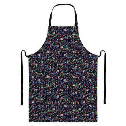 Day Of The Dead Calavera Cat Print Bib Apron With Pocket