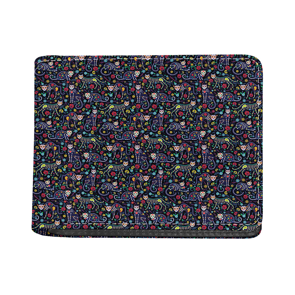 Day Of The Dead Calavera Cat Print Bifold Wallet
