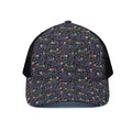 Day Of The Dead Calavera Cat Print Black Mesh Trucker Hat