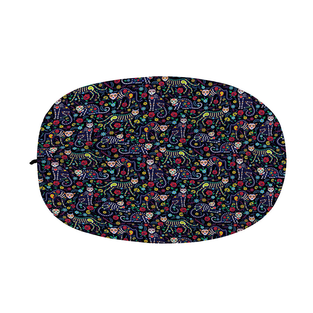 Day Of The Dead Calavera Cat Print Car Side Mirror Covers