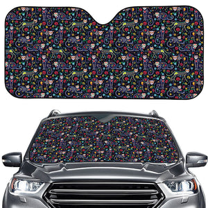 Day Of The Dead Calavera Cat Print Car Windshield Sun Shade