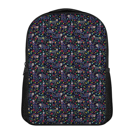 Day Of The Dead Calavera Cat Print Casual Backpack