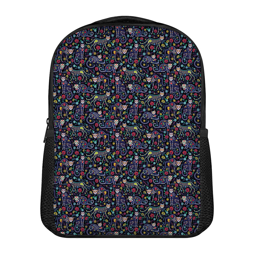 Day Of The Dead Calavera Cat Print Casual Backpack