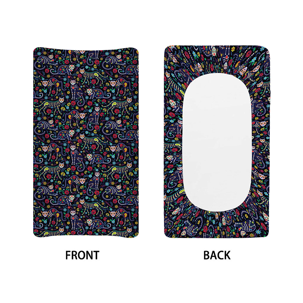 Day Of The Dead Calavera Cat Print Changing Pad Cover