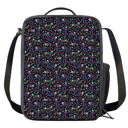 Day Of The Dead Calavera Cat Print Crossbody Lunch Bag