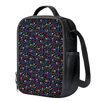 Day Of The Dead Calavera Cat Print Crossbody Lunch Bag