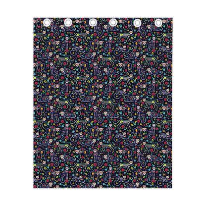 Day Of The Dead Calavera Cat Print Curtain