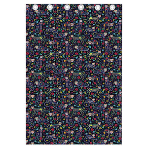 Day Of The Dead Calavera Cat Print Curtain