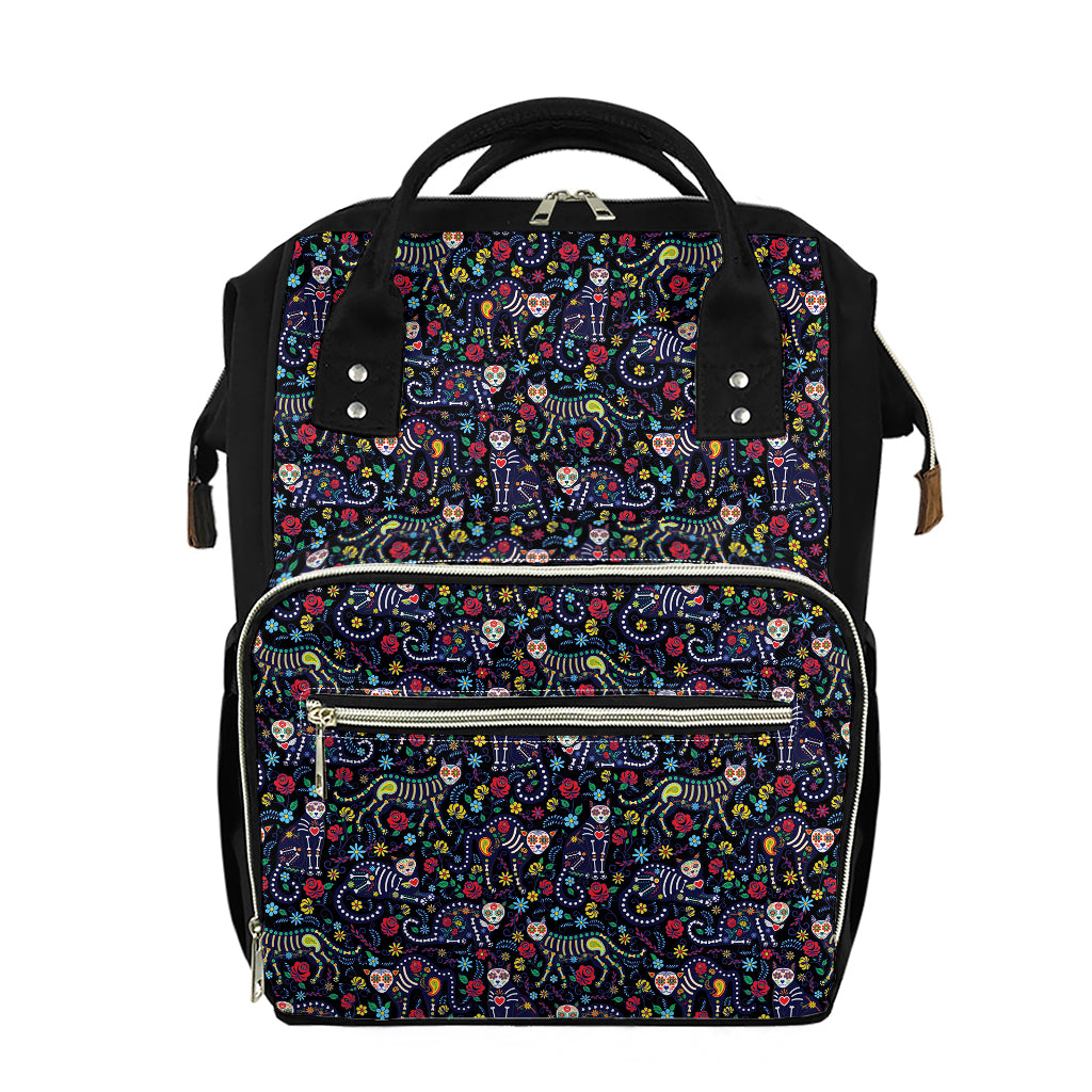 Day Of The Dead Calavera Cat Print Diaper Bag