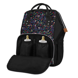 Day Of The Dead Calavera Cat Print Diaper Bag