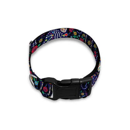 Day Of The Dead Calavera Cat Print Dog Collar