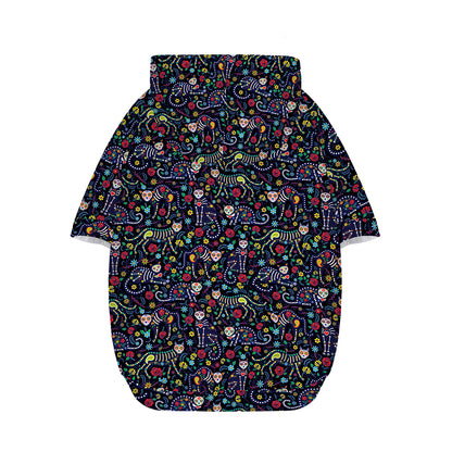 Day Of The Dead Calavera Cat Print Dog Zip Up Hoodie