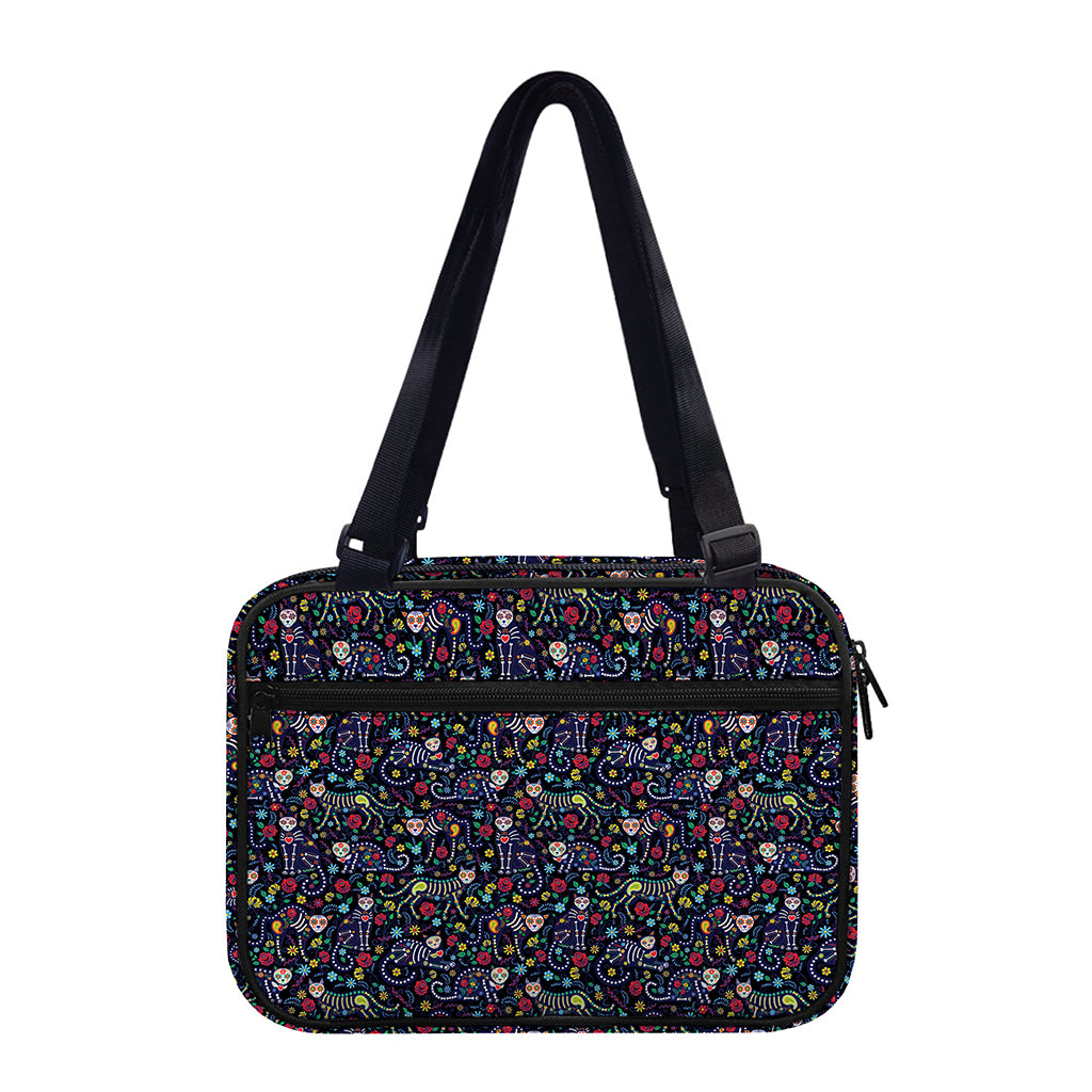 Day Of The Dead Calavera Cat Print Double Strap Bible Bag