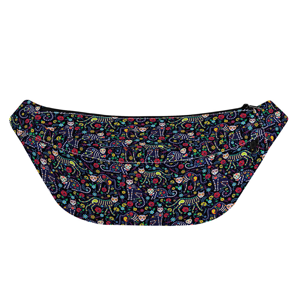 Day Of The Dead Calavera Cat Print Fanny Pack