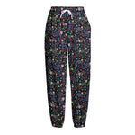 Day Of The Dead Calavera Cat Print Fleece Lined Knit Pants