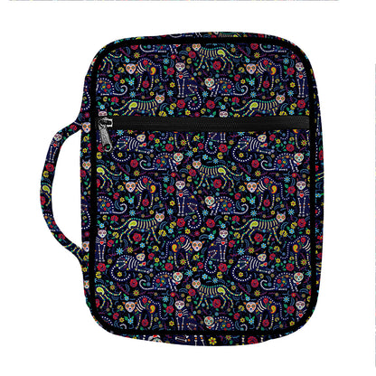 Day Of The Dead Calavera Cat Print Front Pocket Bible Bag