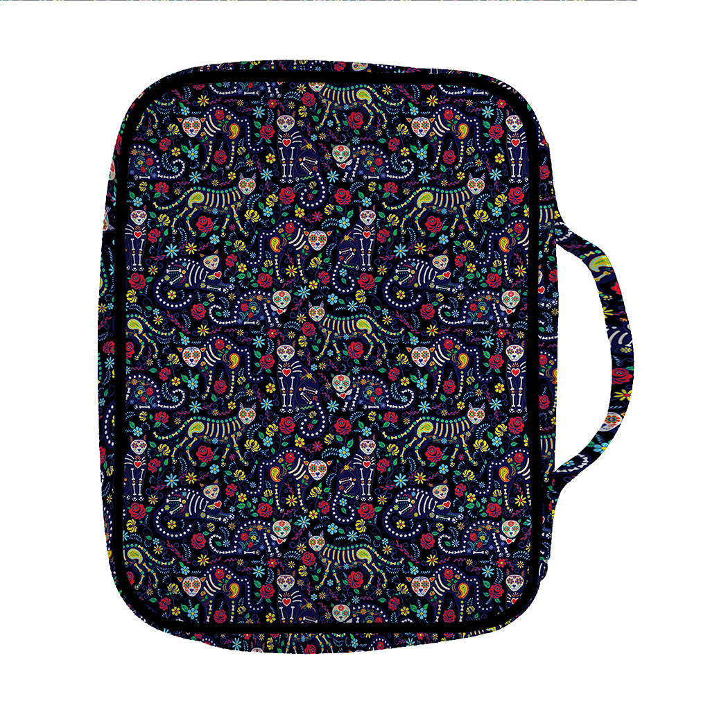 Day Of The Dead Calavera Cat Print Front Pocket Bible Bag