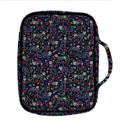 Day Of The Dead Calavera Cat Print Front Pocket Bible Bag