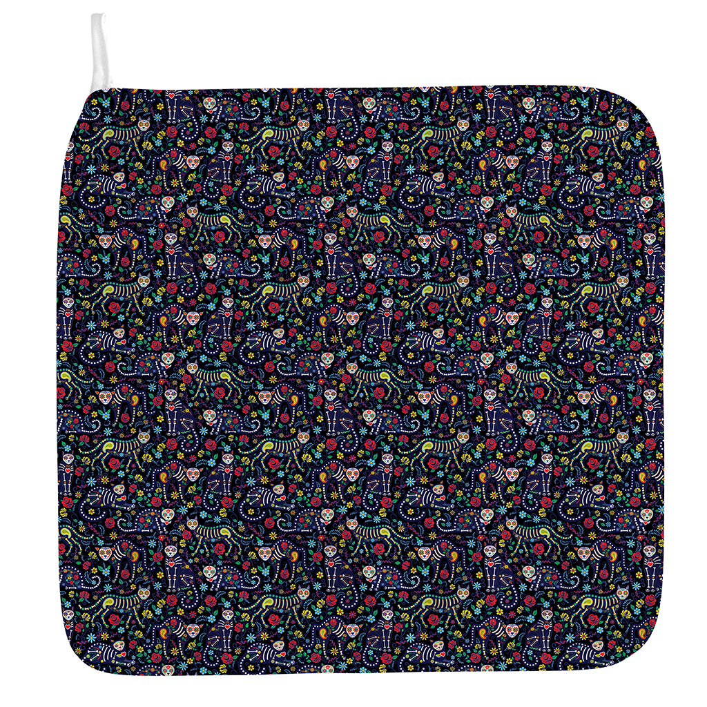 Day Of The Dead Calavera Cat Print Hand Towel