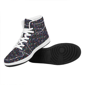 Day Of The Dead Calavera Cat Print High Top Leather Sneakers