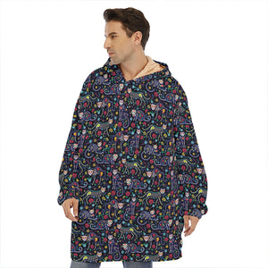 Day Of The Dead Calavera Cat Print Hoodie Blanket