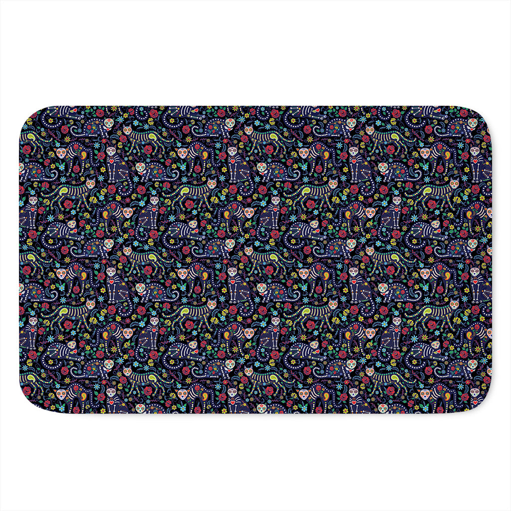 Day Of The Dead Calavera Cat Print Indoor Door Mat