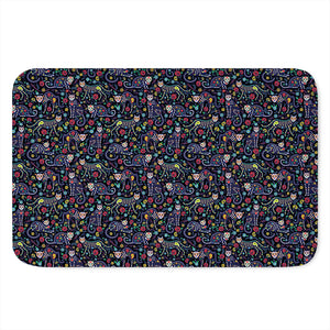 Day Of The Dead Calavera Cat Print Indoor Door Mat