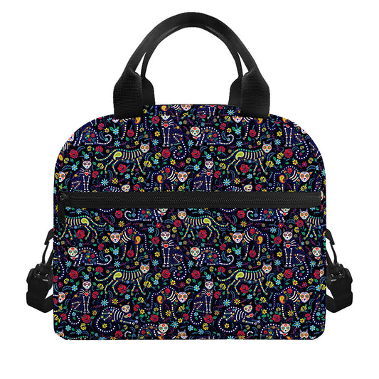 Day Of The Dead Calavera Cat Print Insulated Lunch Bag