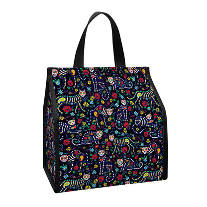 Day Of The Dead Calavera Cat Print Insulated Lunch Tote