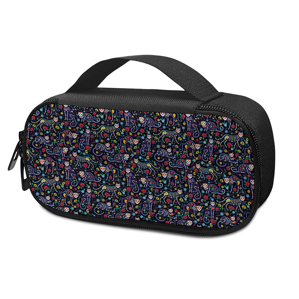 Day Of The Dead Calavera Cat Print Insulin Cooler Travel Case