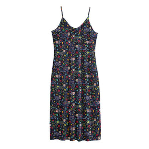 Day Of The Dead Calavera Cat Print Jersey Midi Cami Dress