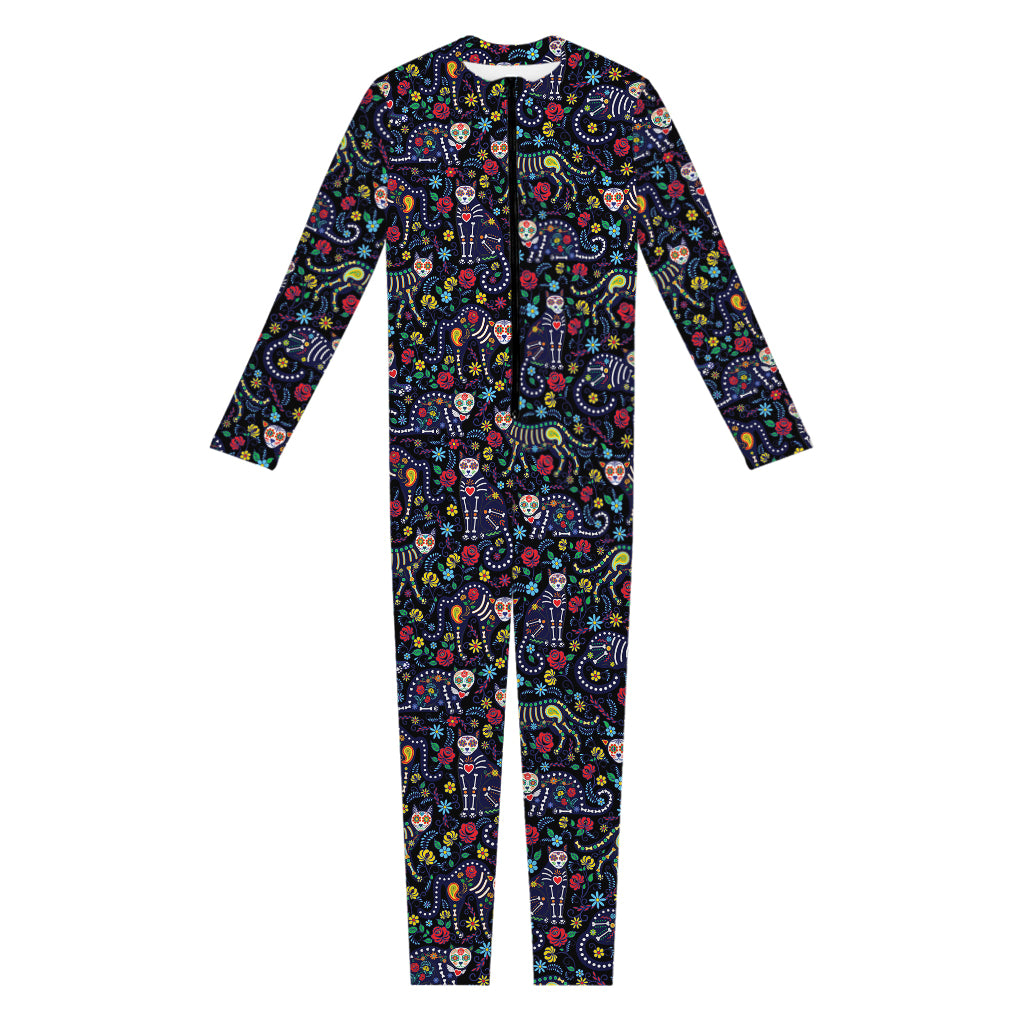 Day Of The Dead Calavera Cat Print Jumpsuit