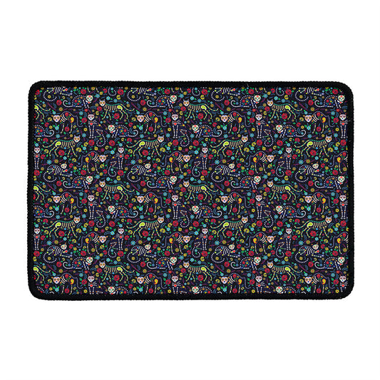 Day Of The Dead Calavera Cat Print Kitchen Mat