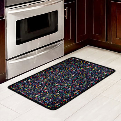 Day Of The Dead Calavera Cat Print Kitchen Mat