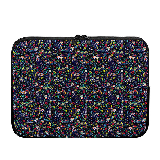 Day Of The Dead Calavera Cat Print Laptop Sleeve