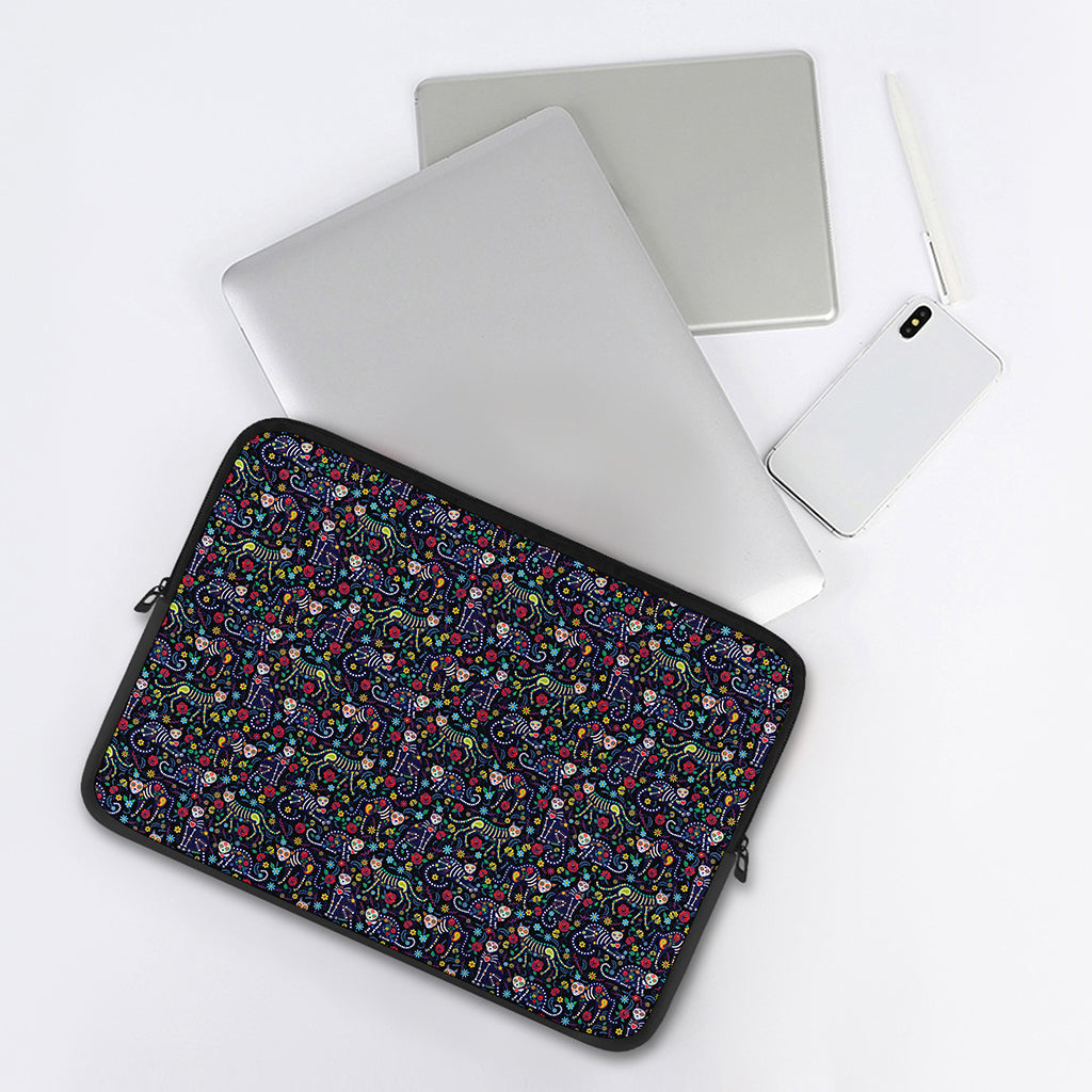 Day Of The Dead Calavera Cat Print Laptop Sleeve