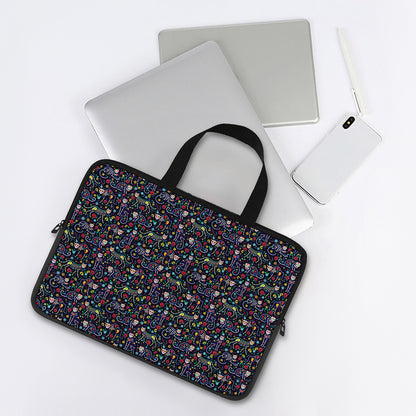 Day Of The Dead Calavera Cat Print Laptop Sleeve With Handle