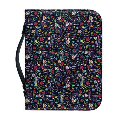 Day Of The Dead Calavera Cat Print Leather Bible Cover