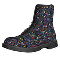 Day Of The Dead Calavera Cat Print Lace-Up Boots