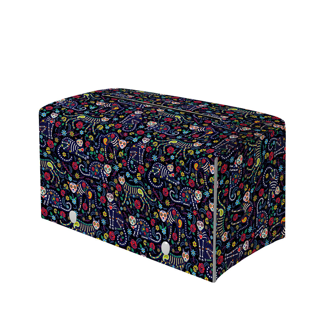 Day Of The Dead Calavera Cat Print Leather Tissue Box Cover