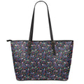 Day Of The Dead Calavera Cat Print Leather Tote Bag With Zipper