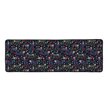 Day Of The Dead Calavera Cat Print Long Kitchen Mat