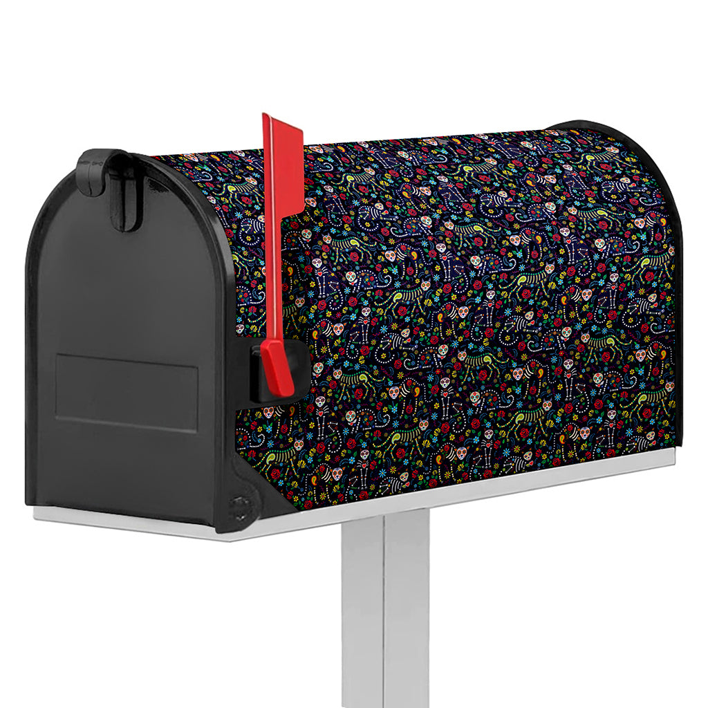 Day Of The Dead Calavera Cat Print Mailbox Cover