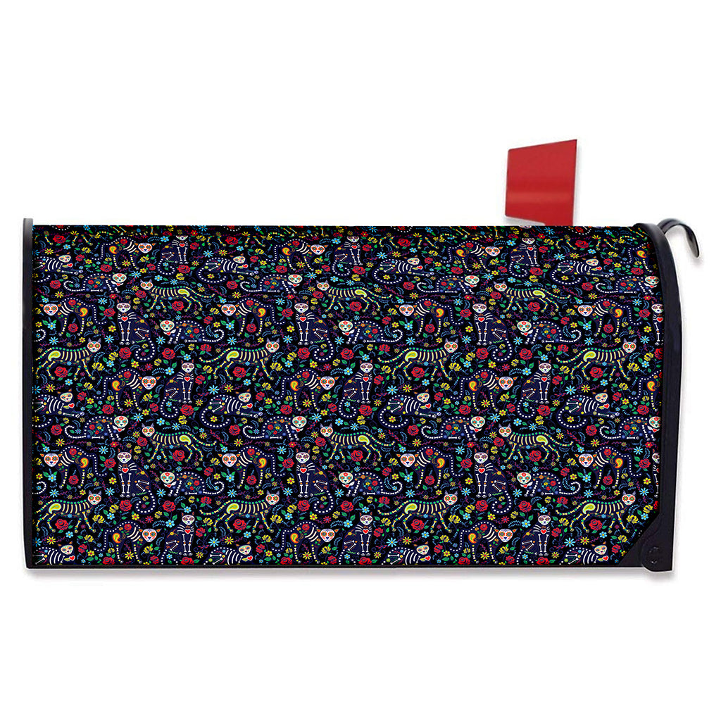 Day Of The Dead Calavera Cat Print Mailbox Cover