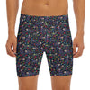 Day Of The Dead Calavera Cat Print Men's Long Boxer Briefs