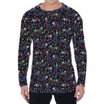 Day Of The Dead Calavera Cat Print Men's Long Sleeve T-Shirt