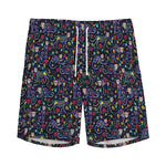 Day Of The Dead Calavera Cat Print Men's Sports Shorts