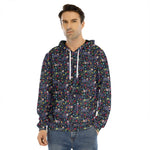 Day Of The Dead Calavera Cat Print Men's Velvet Pullover Hoodie