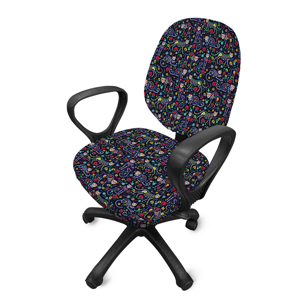 Day Of The Dead Calavera Cat Print Office Chair Cover